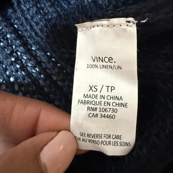 Vince Women‎ Sweater White Black Colorblock Linen Open Knit V195575451 XS - Picture 8 of 10